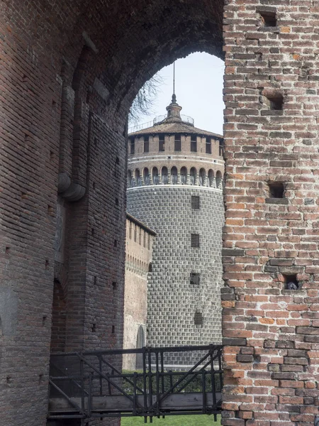Milán Lombardie Itálie Středověký Hrad Známý Jako Castello Sforzesco — Stock fotografie