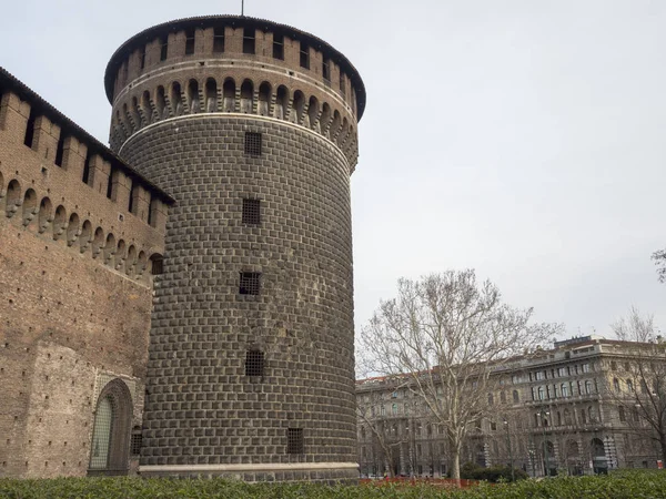 Milán Lombardía Italia Castillo Medieval Conocido Como Castello Sforzesco —  Fotos de Stock
