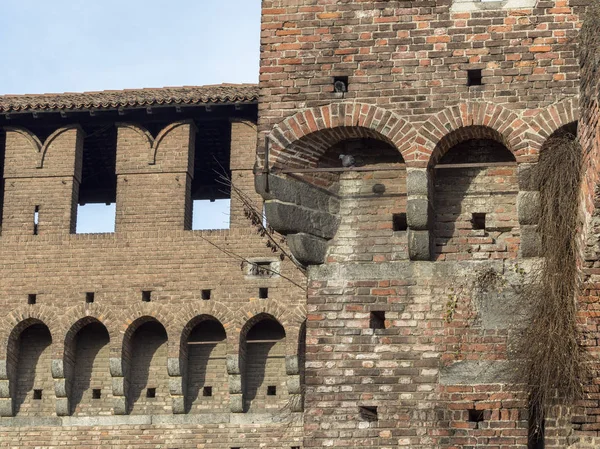 Mediolan Lombardia Włochy Średniowieczny Zamek Znany Jako Castello Sforzesco — Zdjęcie stockowe