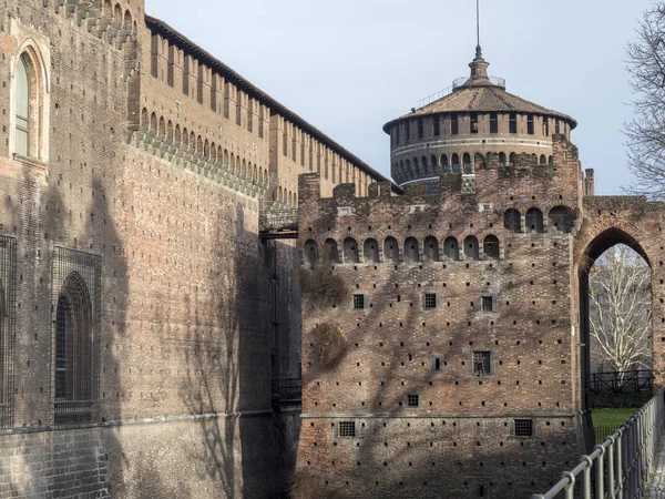 Milán Lombardie Itálie Středověký Hrad Známý Jako Castello Sforzesco — Stock fotografie