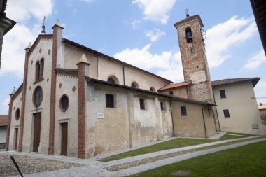 Agrate Conturbia, Novara, Piedmont, İtalya, Ortaçağ San Vittore kilisede dış 9 yüzyılda inşa edilmiş.