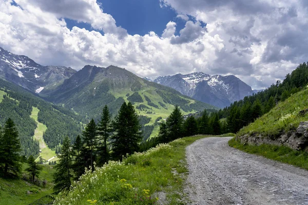 Paysage Montagneux Long Route Vers Colle Dell Assietta Colle Delle — Photo