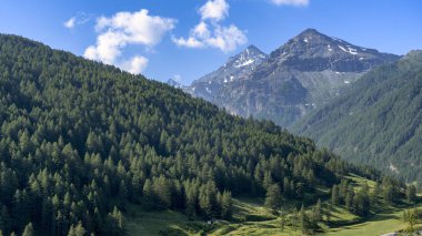 Chisone Vadisi: mountiain manzara Sestriere, Turin, Piedmont, İtalya, yaz, yol boyunca