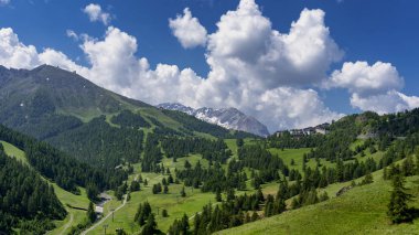 Chisone Vadisi: mountiain manzara Sestriere, Turin, Piedmont, İtalya, yaz, yol boyunca