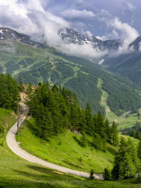 Paisagem Montanhosa Longo Estrada Para Colle Dell Assietta Colle Delle — Fotografia de Stock