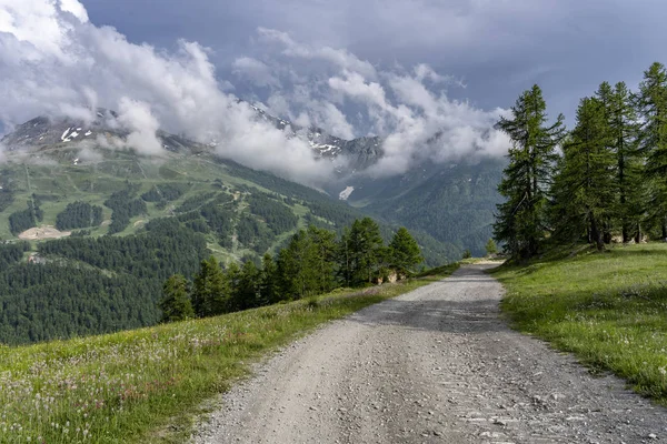 Paysage Montagneux Long Route Vers Colle Dell Assietta Colle Delle — Photo