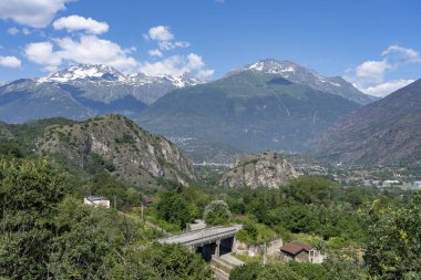 Dağ manzarası, yaz Susa Vadisi, Turin, Piedmont, İtalya,