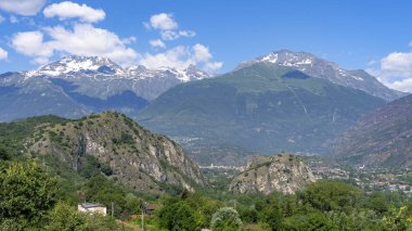 Dağ manzarası, yaz Susa Vadisi, Turin, Piedmont, İtalya,
