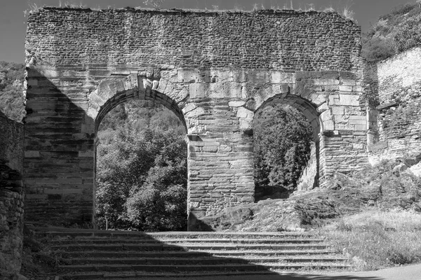 Susa Turín Piemont Itálie Římský Akvadukt Černá Bílá — Stock fotografie