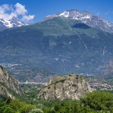Dağ manzarası, yaz Susa Vadisi, Turin, Piedmont, İtalya,