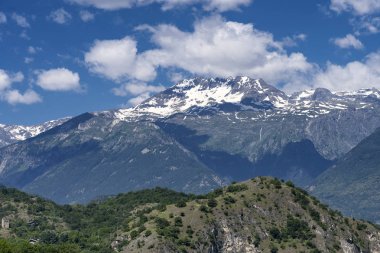 Dağ manzarası, yaz Susa Vadisi, Turin, Piedmont, İtalya,