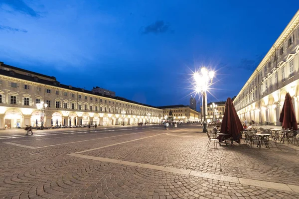 Turim Piemonte Itália Praça San Carlo Noite — Fotografia de Stock