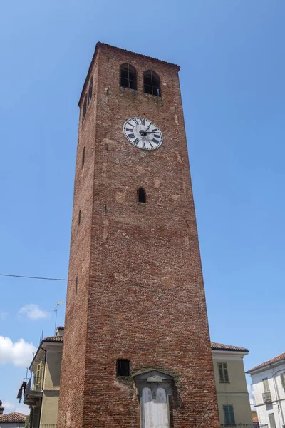Crescentino Vercelli Piemont Itálie Městská Věž Středověká Památka — Stock fotografie