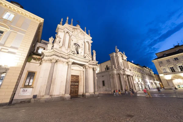 Torino Piemont Italia Piața San Carlo Noaptea — Fotografie, imagine de stoc