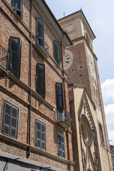 Chivasso Turin Piedmont Italy Facade Medieval Cathedral — Stock Photo, Image