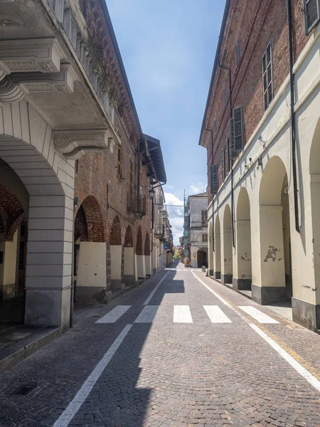Crescentino Vercelli Piemont Włochy Old Street Arkadami — Zdjęcie stockowe
