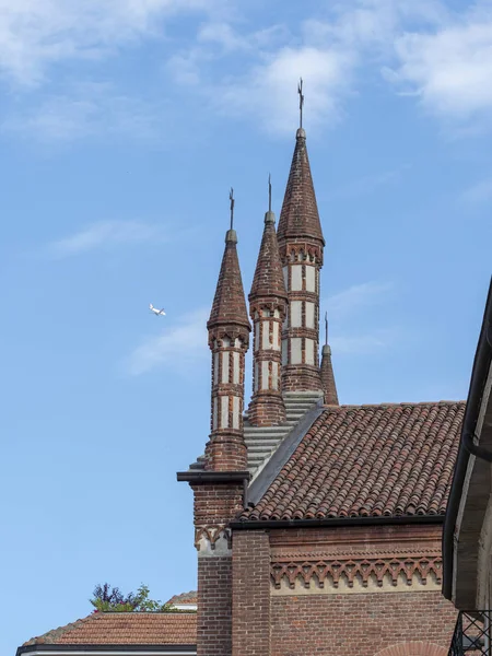 Vigevano Pavia Lombardiet Italien Detalj Historiska Kyrkan Och Flygplan — Stockfoto
