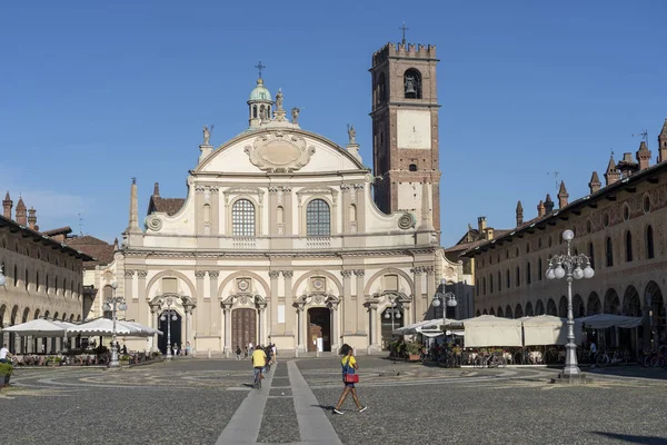 Vigevano Pawia Lombardia Włochy Głównym Placu Miasta Znany Jako Piazza — Zdjęcie stockowe