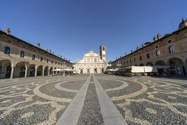 Vigevano Pavía Lombardía Italia Plaza Principal Histórica Ciudad Conocida Como —  Fotos de Stock