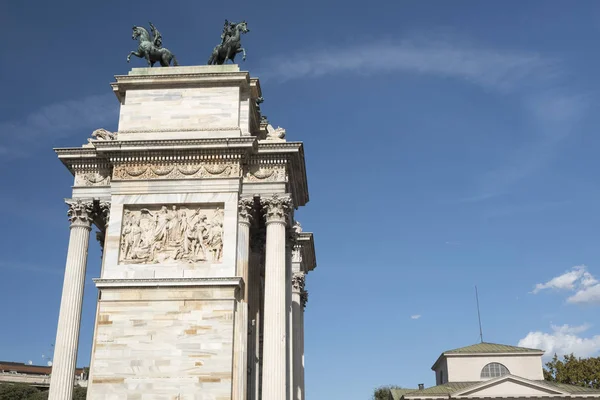 Milão Lombardia Itália Arco Histórico Conhecido Como Arco Della Pace — Fotografia de Stock