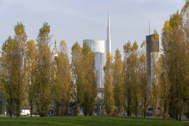 Milan. Cityscape Cimitero Monumentale üzerinden
