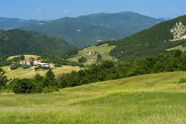 Road to Prato Barbieri, landscape of Appennino — Stock Photo, Image