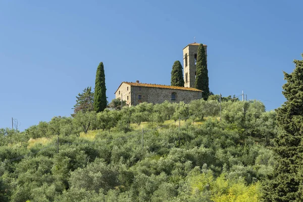 Krajobraz wiejski z buggiano Castello, Toskania — Zdjęcie stockowe