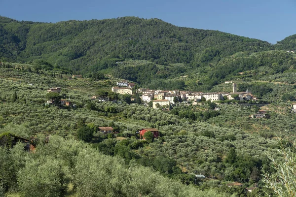 Krajobraz wiejski z buggiano Castello, Toskania — Zdjęcie stockowe