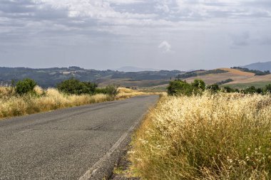 Volterra yakınlarındaki Toskana'da yaz manzarası
