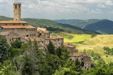 Panoramic view of Castelnuovo di Val di Cecina, Tuscany clipart