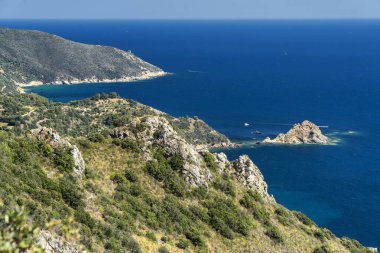 Monte Argentario, Toskana'da Tirreno denizi üzerinde promontory