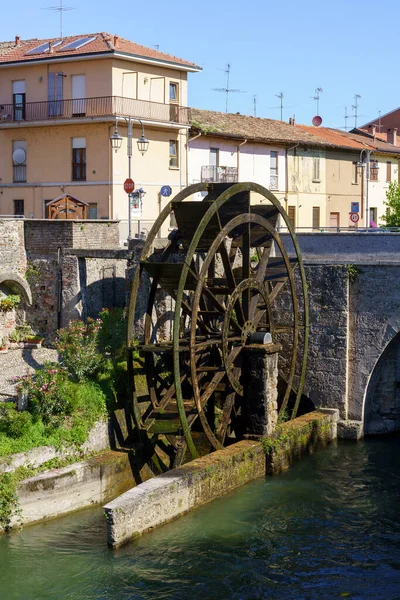 Groppello Milano Lombardia Italia Grande Ruota Legno Sul Canale Martesana — Foto Stock