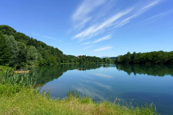 Río Adda Cerca Trezzo Milán Lombardía Italia Desde Carril Bici —  Fotos de Stock