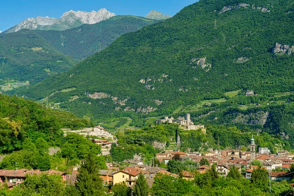 Vista Breno Brescia Lombardia Itália Estrada Para Crocedomini Passar Verão — Fotografia de Stock