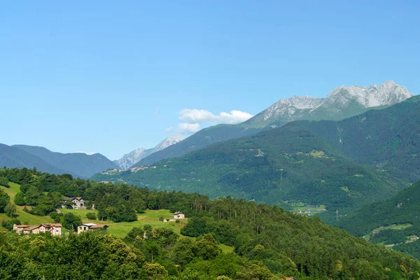 Paisagem Montanhosa Longo Estrada Para Crocedomini Passar Província Bréscia Lombardia — Fotografia de Stock