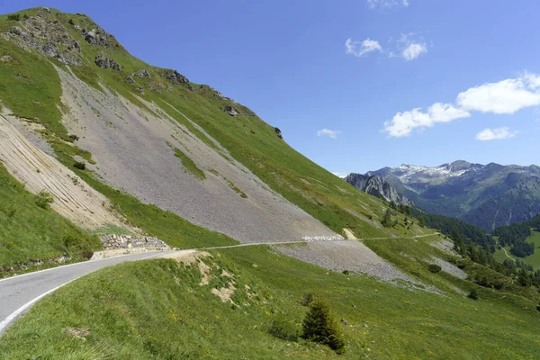 Paysage Montagneux Long Route Col Crocedomini Dans Province Brescia Lombardie — Photo