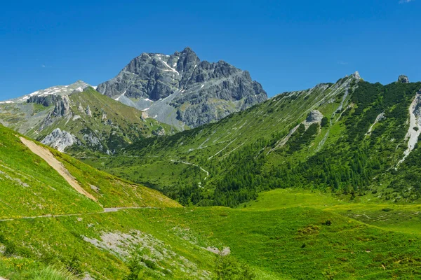 クロセドミニ峠への道に沿って山の風景 ブレシア州 ロンバルディア州 イタリア — ストック写真