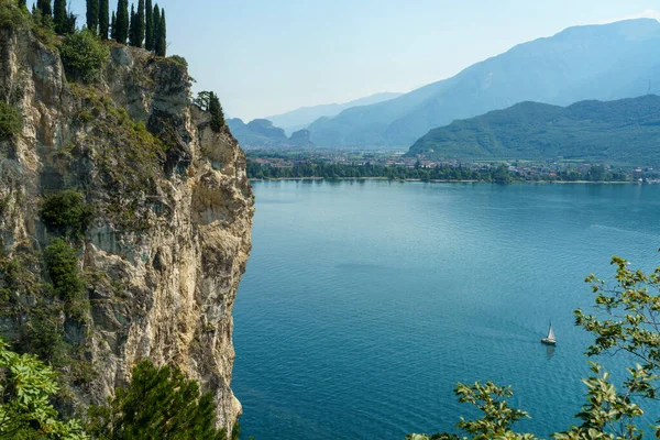 Camino Ponale Lago Garda Trentino Italia Hecho Antigua Carretera Desde — Foto de Stock