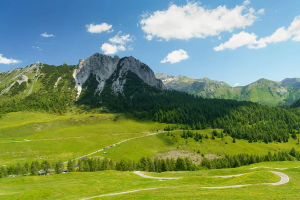 Horská Krajina Podél Silnice Průsmyku Crocedomini Provincii Brescia Lombardie Itálie — Stock fotografie