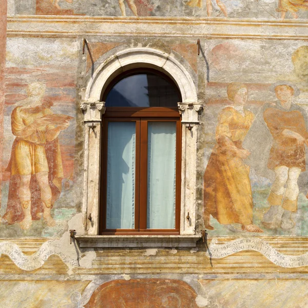 Trento Trentino Alto Adigio Italia Fachada Pintada Edificios Históricos Plaza —  Fotos de Stock