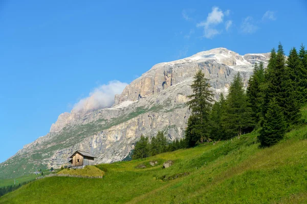 Horská Krajina Létě Podél Silnice Průsmyku Campolongo Dolomity Provincie Belluno — Stock fotografie