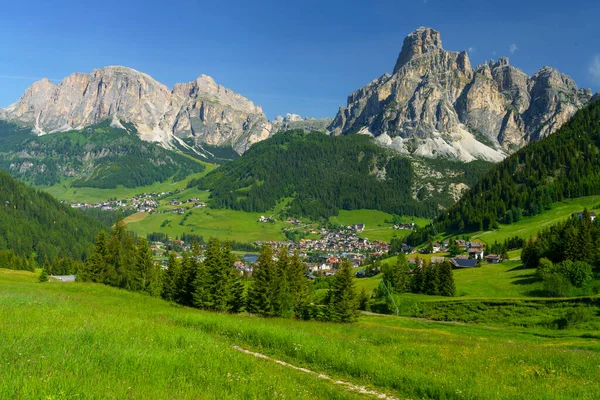 Yaz Aylarında Campolongo Geçidi Boyunca Uzanan Dağ Manzarası Dolomites Bolzano — Stok fotoğraf