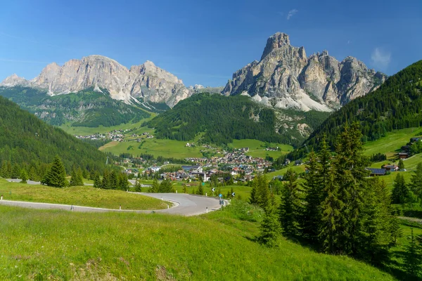 Horská Krajina Létě Podél Silnice Průsmyku Campolongo Dolomity Provincie Bolzano — Stock fotografie