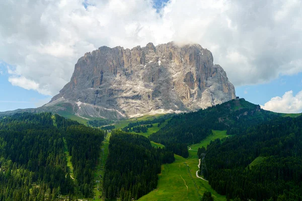 Mountain Landscape Summer Road Sella Pass Dolomites Bolzano Province Trentino — Stock Photo, Image