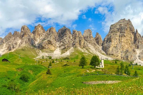 Paysage Montagneux Été Long Route Col Gardena Dolomites Province Bolzano — Photo