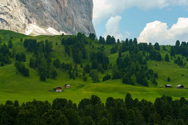 Paisagem Montanhosa Verão Longo Estrada Para Sella Pass Dolomitas Província — Fotografia de Stock