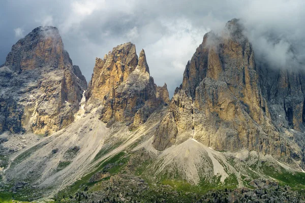 Bergslandskap Sommaren Längs Vägen Till Sella Pass Dolomiterna Bolzano Provinsen — Stockfoto