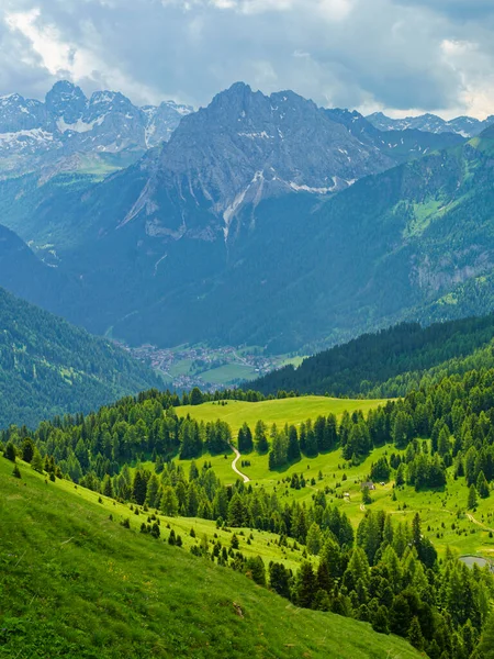 意大利Trentino Alto Adige Trento省Dolomites通往Sella山口的路上夏季的山区景观 — 图库照片