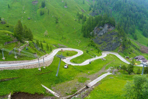 Paisagem Montanhosa Verão Longo Estrada Para Fedaia Pass Dolomitas Província — Fotografia de Stock