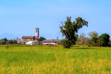 Tainate yakınlarındaki kır manzarası, Milano, Lombardy, İtalya